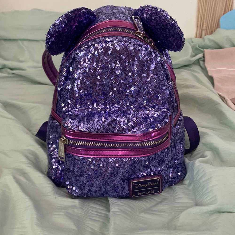 Disney loungefly purple purple sequence backpack